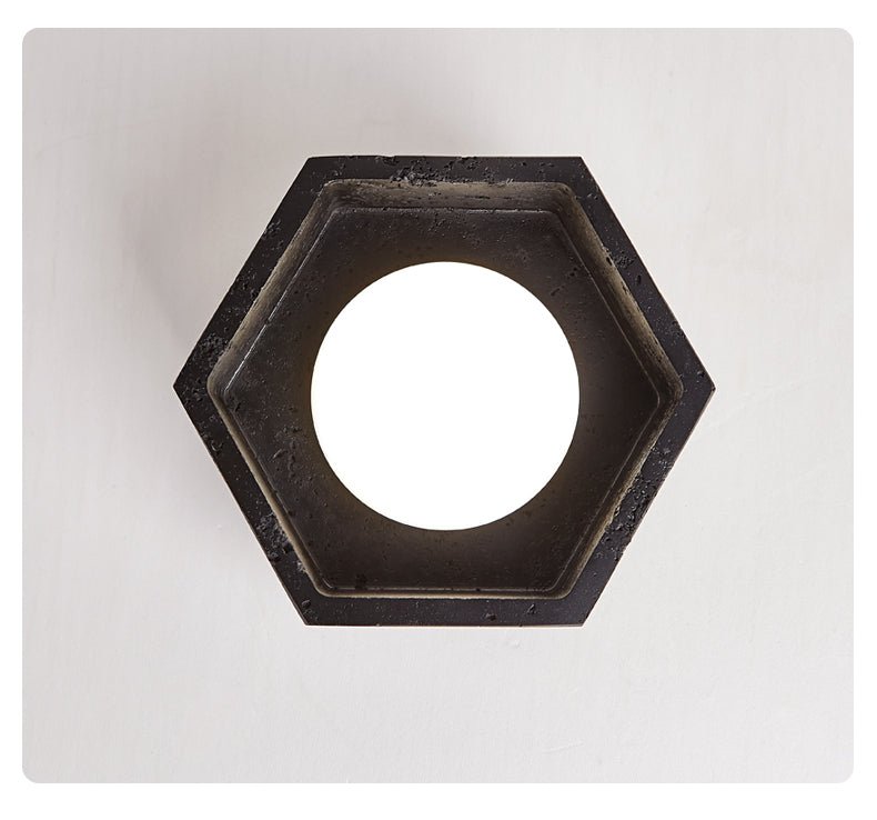 Hexara Hexagon Schwarze Travertin-Deckenleuchte