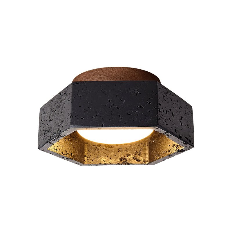 Hexara Hexagon Schwarze Travertin-Deckenleuchte