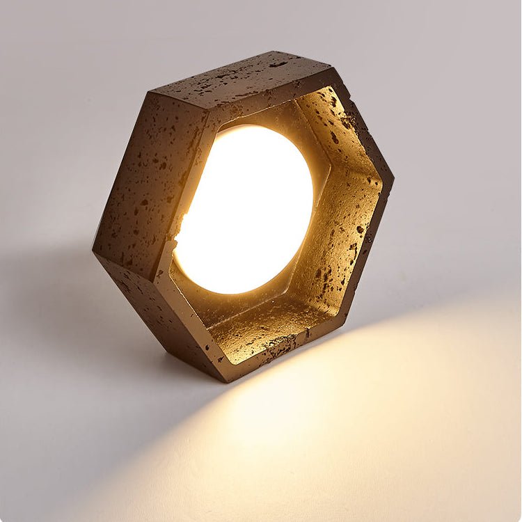 Hexara Hexagon Schwarze Travertin-Deckenleuchte