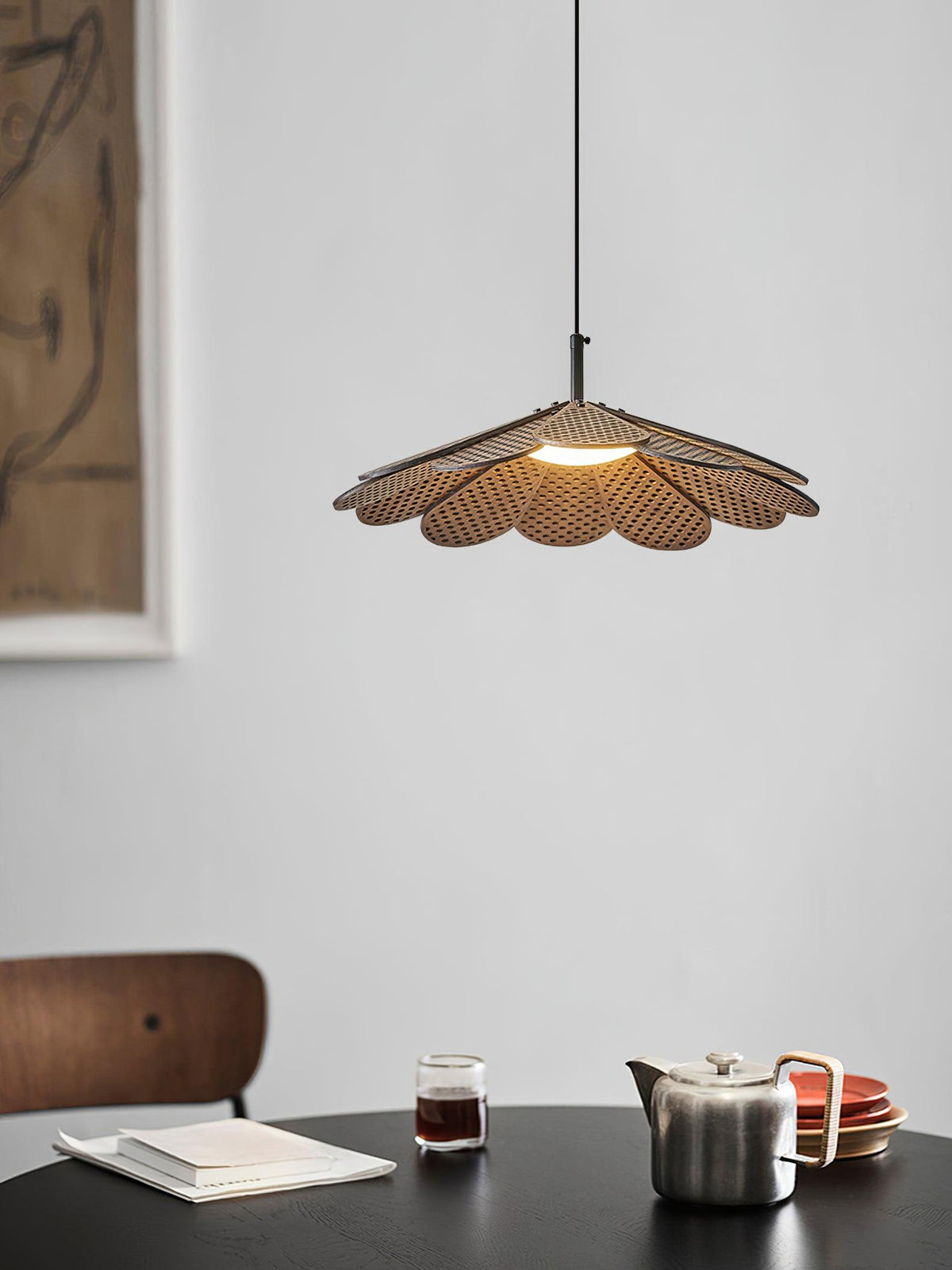 Zevarus Pendelleuchte im nordischen Wabi-Sabi-Stil aus Holz