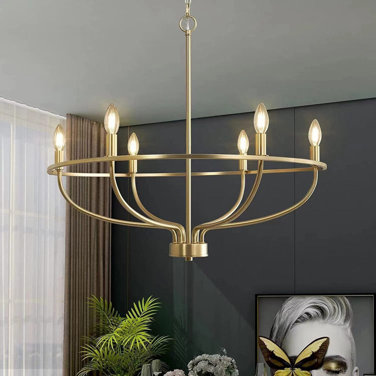 Aurinella Kronleuchter aus Messing in Gold