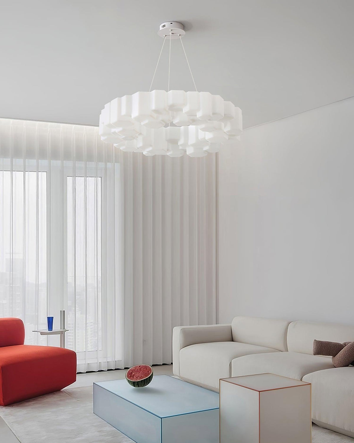 Lioreiel Kronleuchter Wabenstruktur glänzend weiß Polycarbonat