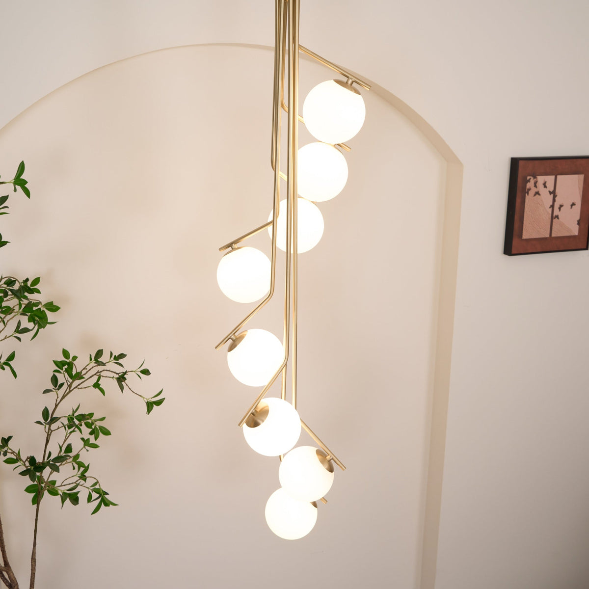 Solivine Kronleuchter Gold Ast Kugel LED