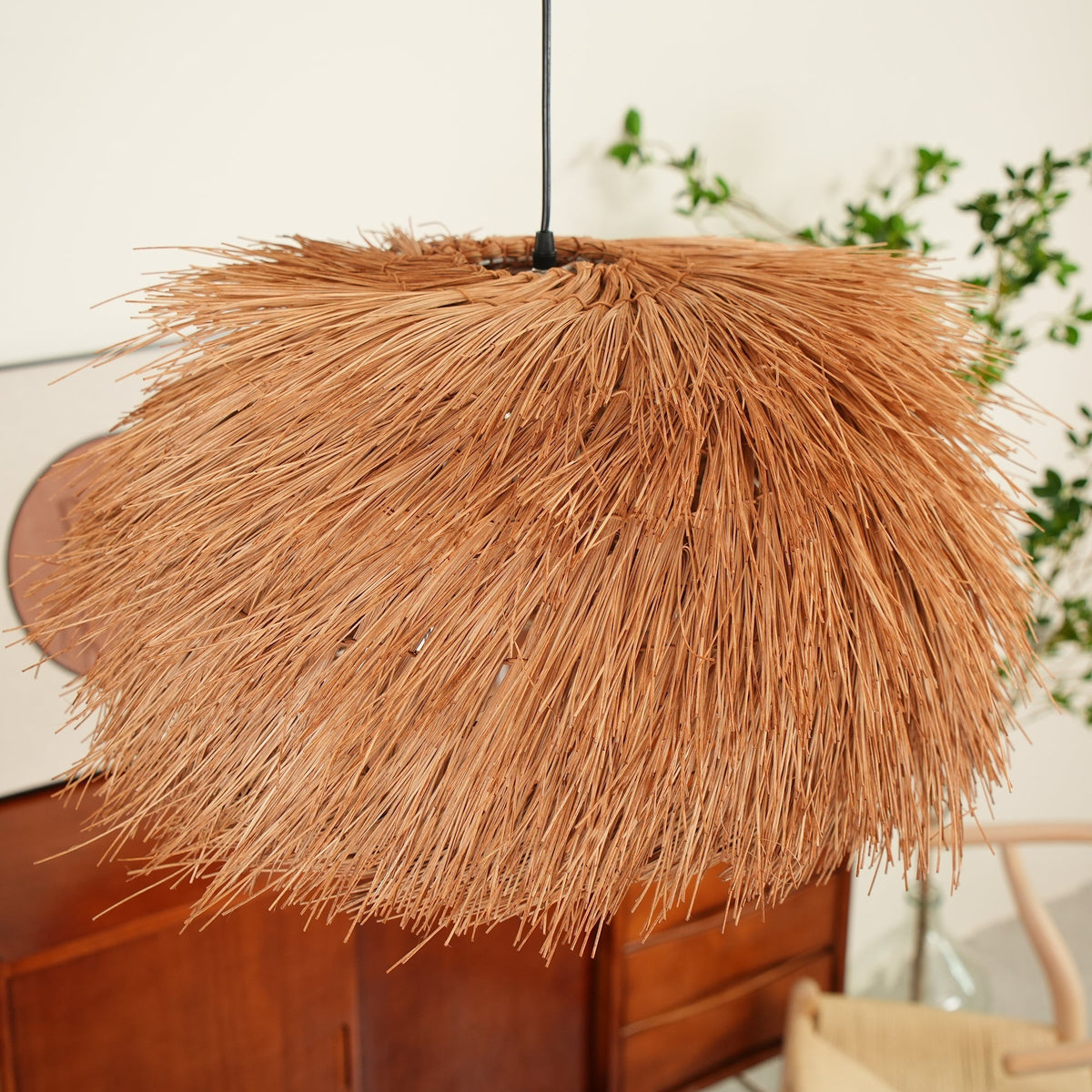 Wickora Vintage Pendelleuchte in dunklem Naturrattan &