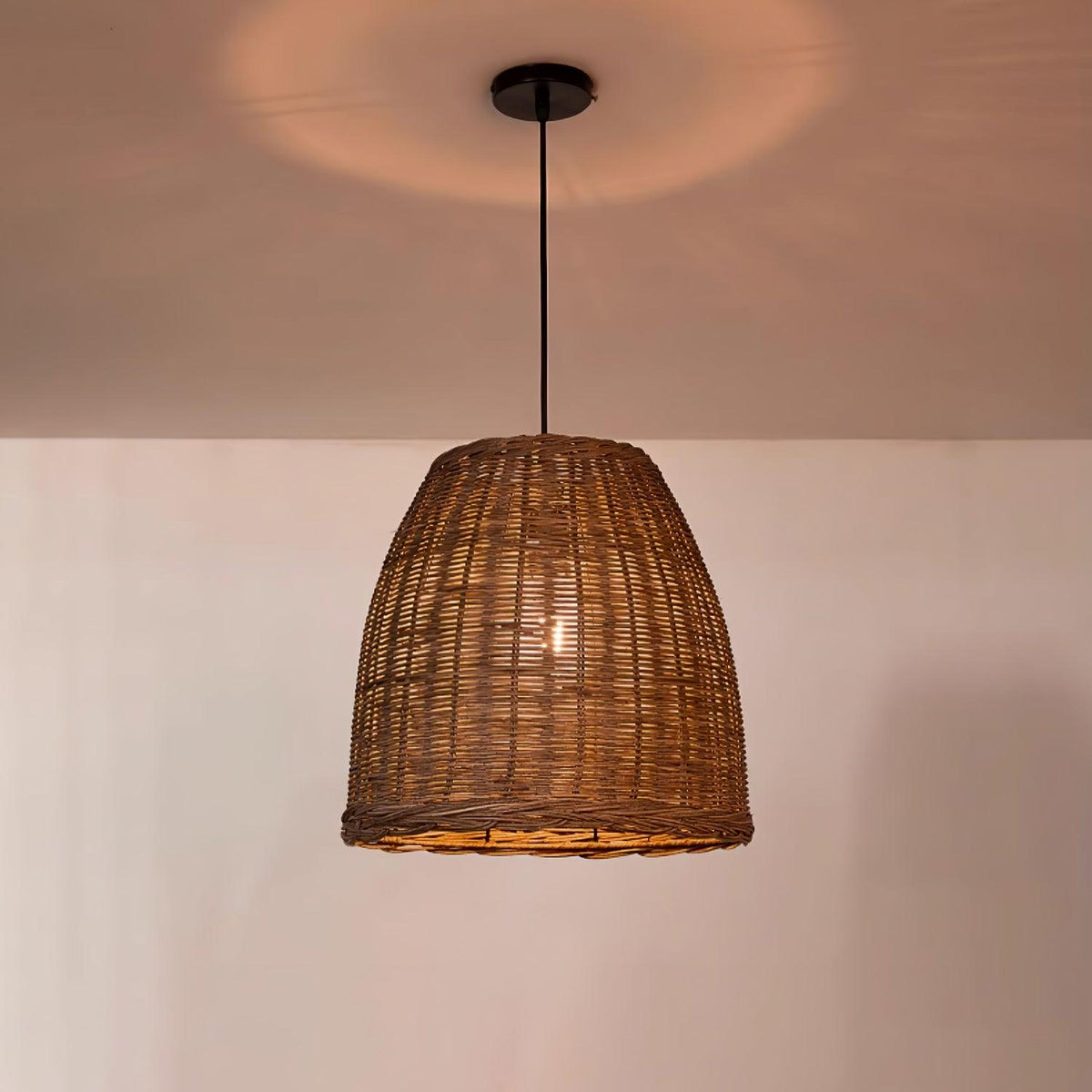 Wickora Vintage Pendelleuchte in dunklem Naturrattan &
