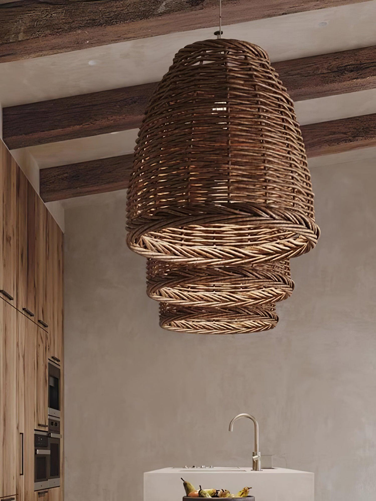 Wickora Vintage Pendelleuchte in dunklem Naturrattan &