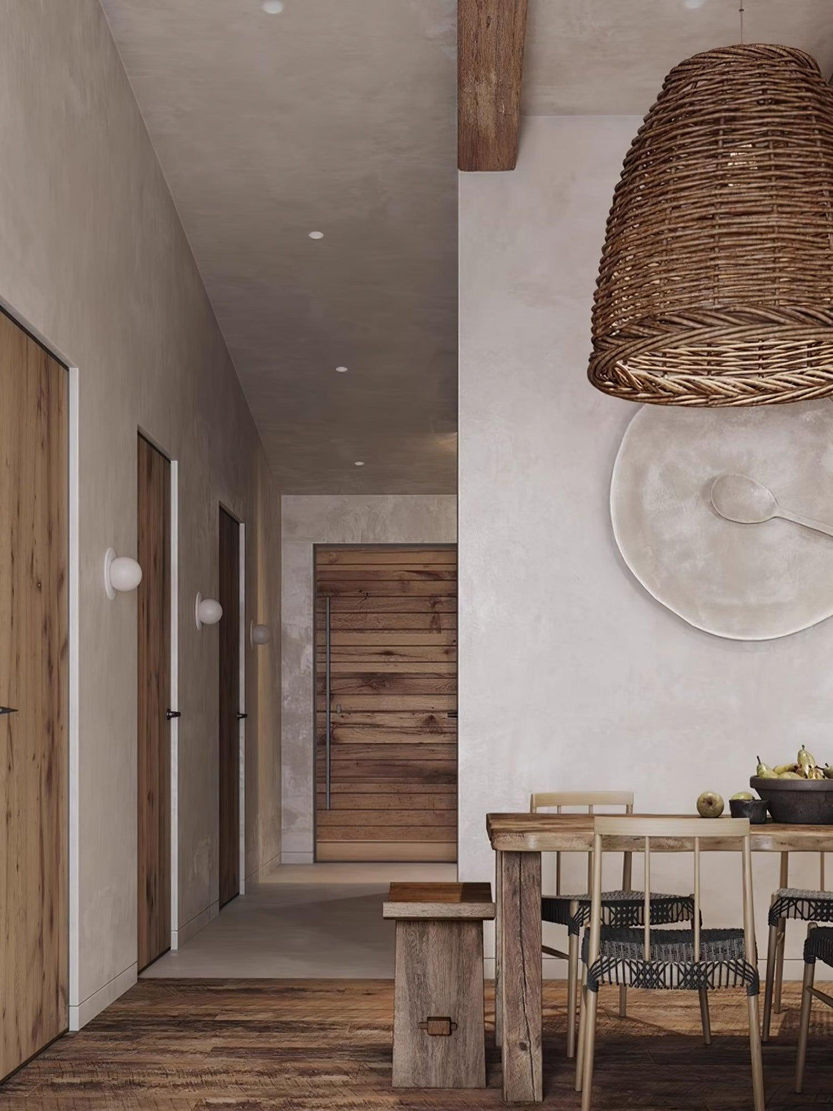 Wickora Vintage Pendelleuchte in dunklem Naturrattan &