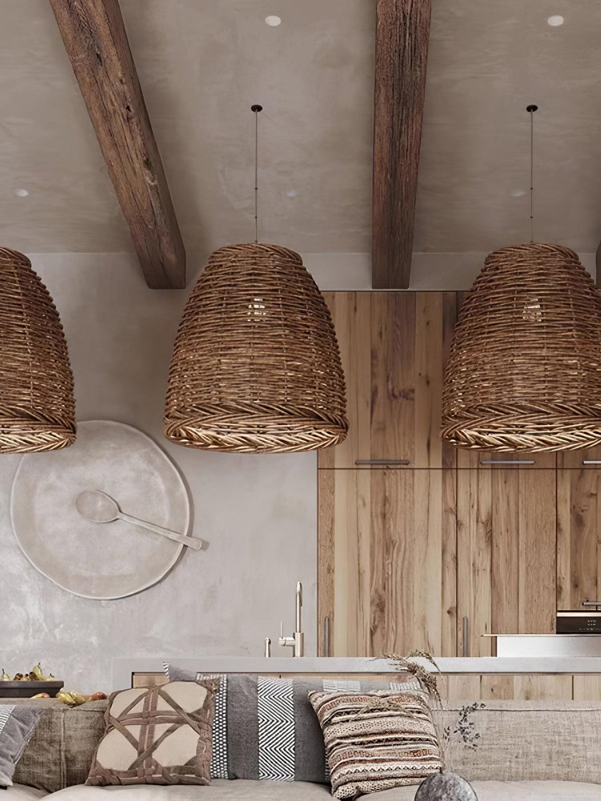 Wickora Vintage Pendelleuchte in dunklem Naturrattan &
