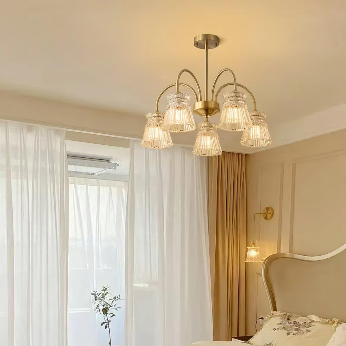 Rostor Kronleuchter Kristallglas Gold Midcentury