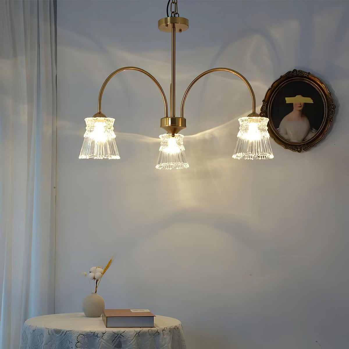 Rostor Kronleuchter Kristallglas Gold Midcentury