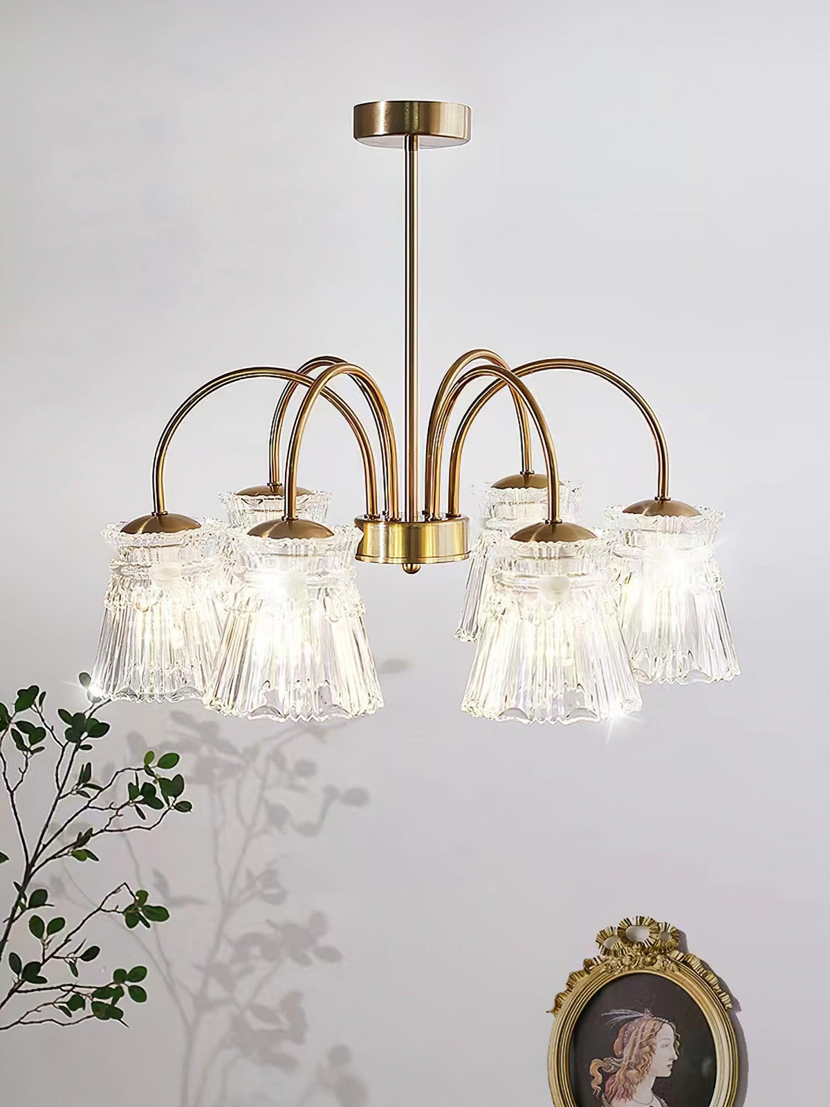 Rostor Kronleuchter Kristallglas Gold Midcentury