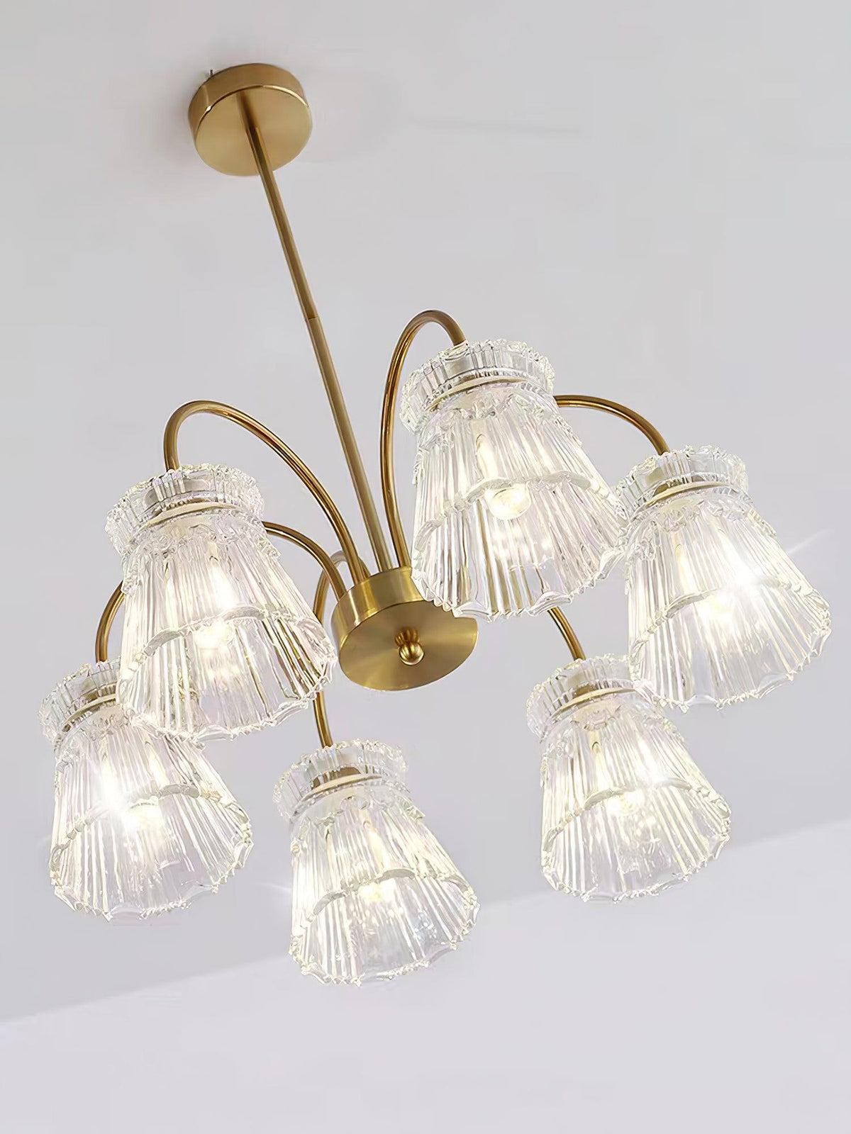 Rostor Kronleuchter Kristallglas Gold Midcentury