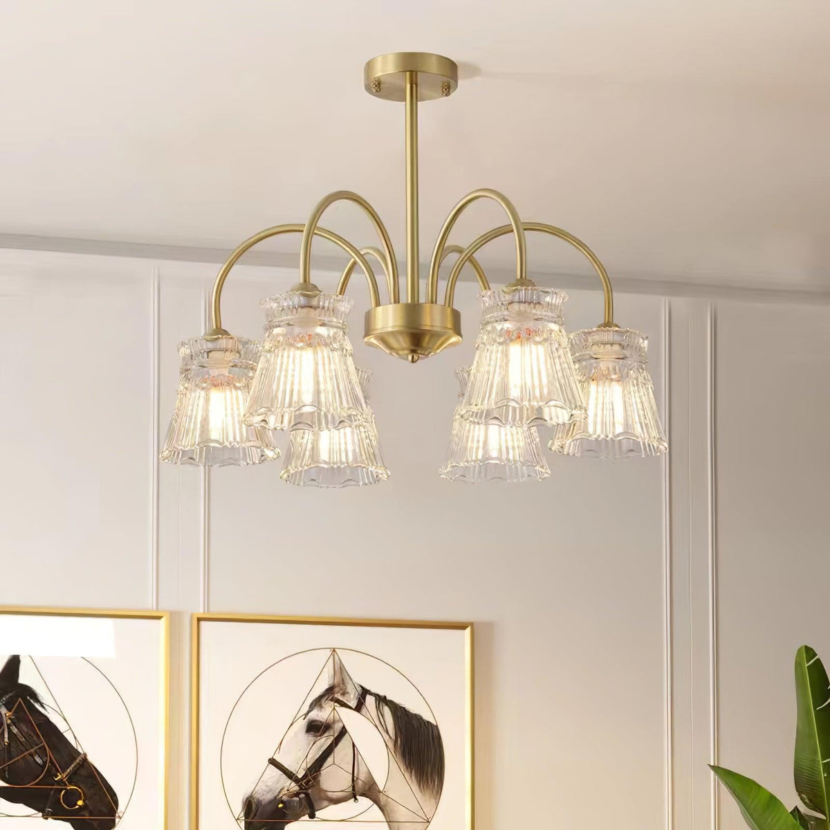 Rostor Kronleuchter Kristallglas Gold Midcentury