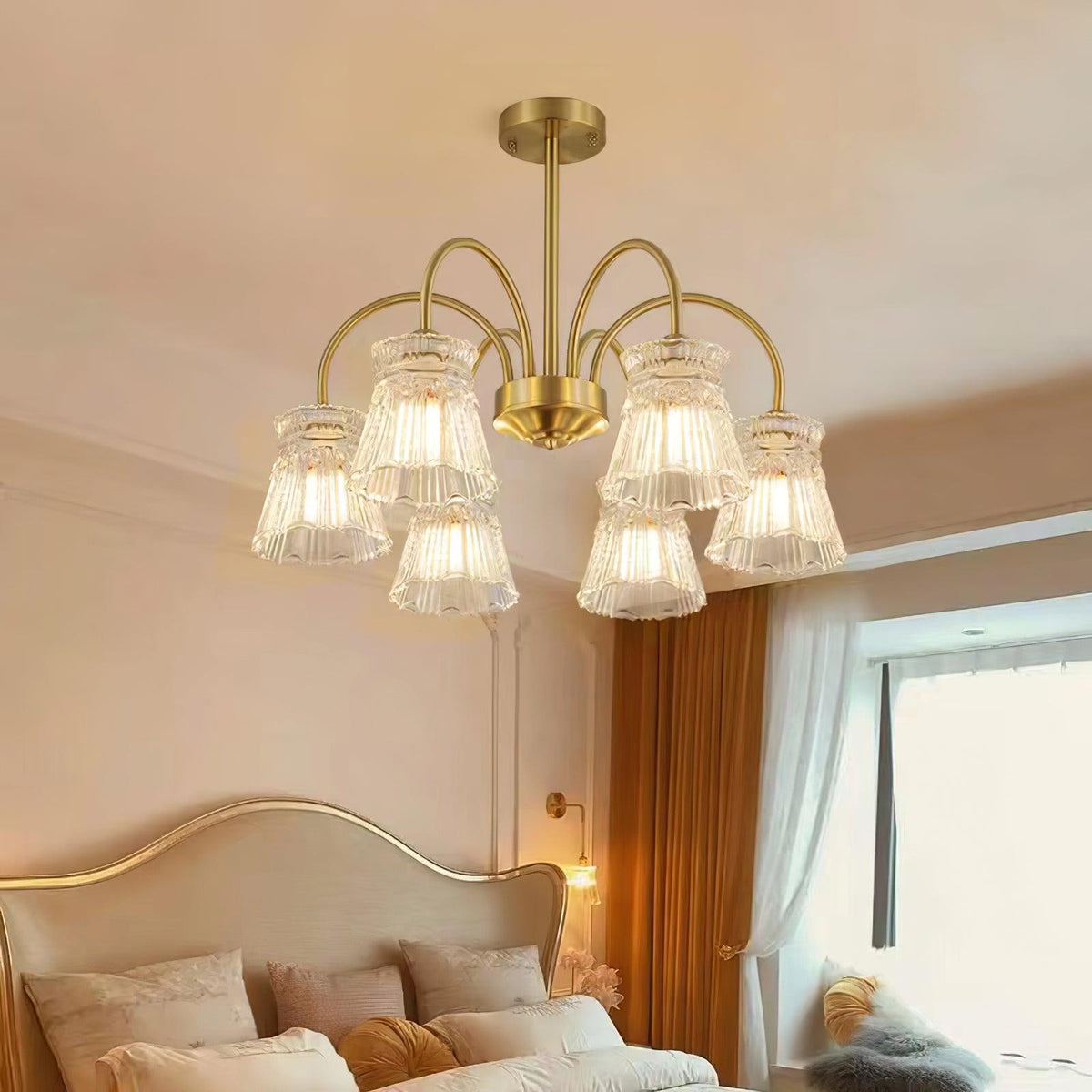 Rostor Kronleuchter Kristallglas Gold Midcentury