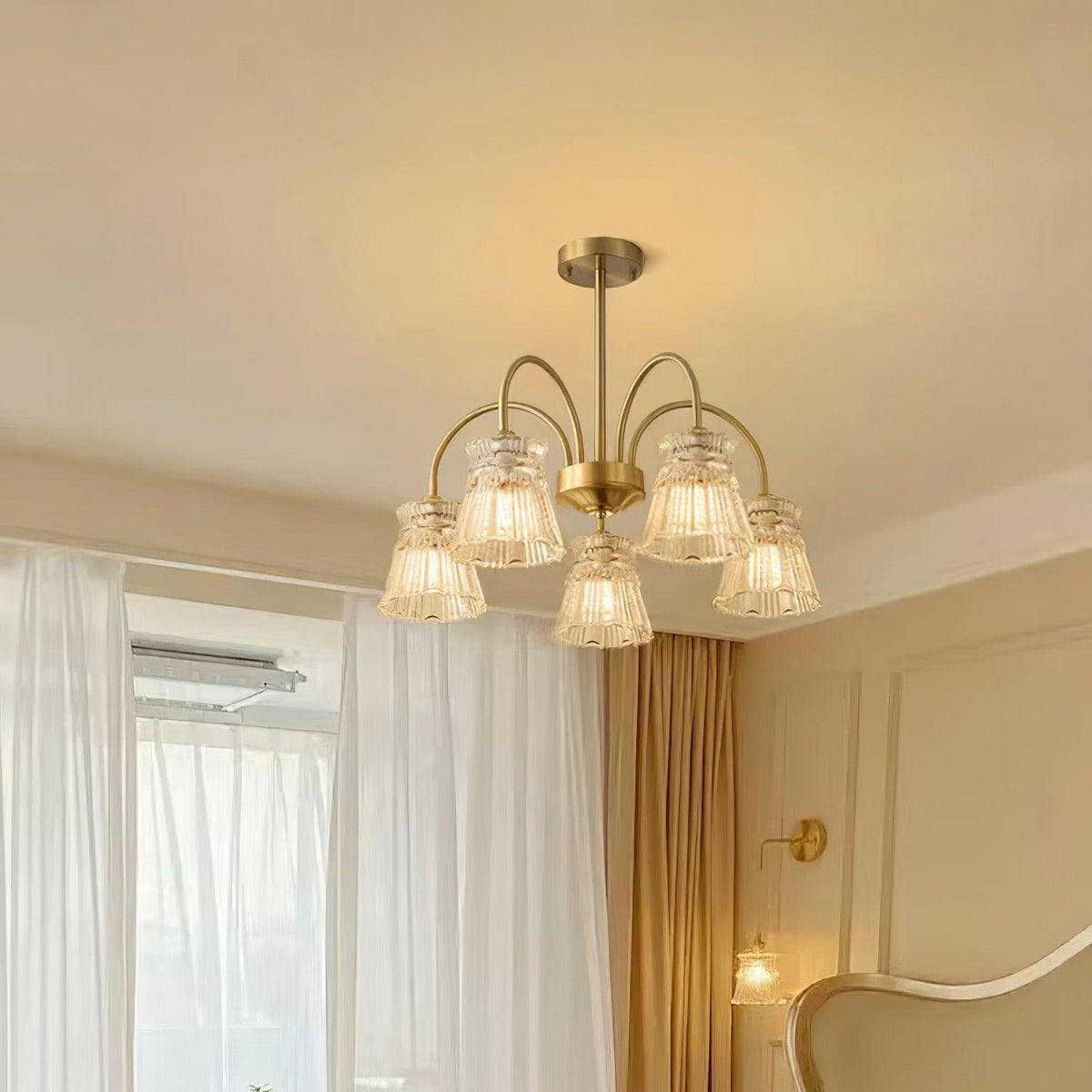 Rostor Kronleuchter Kristallglas Gold Midcentury