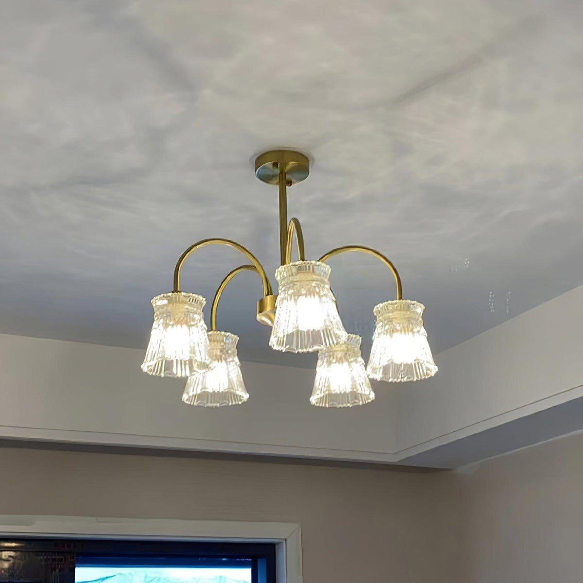 Rostor Kronleuchter Kristallglas Gold Midcentury
