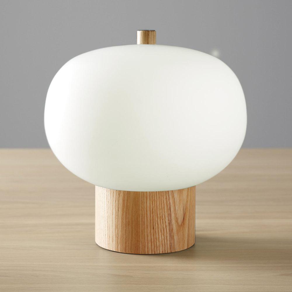 Jaldes Tischleuchte aus Holz und Glas