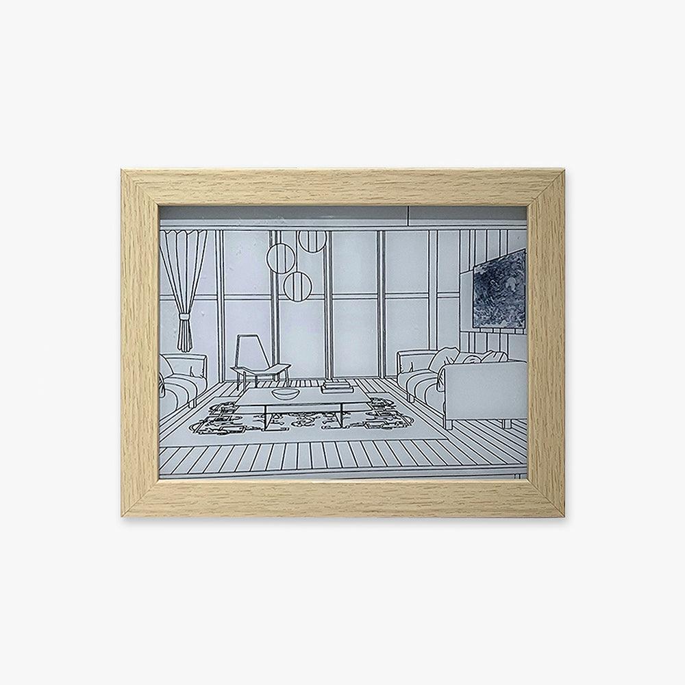 Olrine beleuchtete Nachttisch-Kunst-Wandleuchte aus Holz