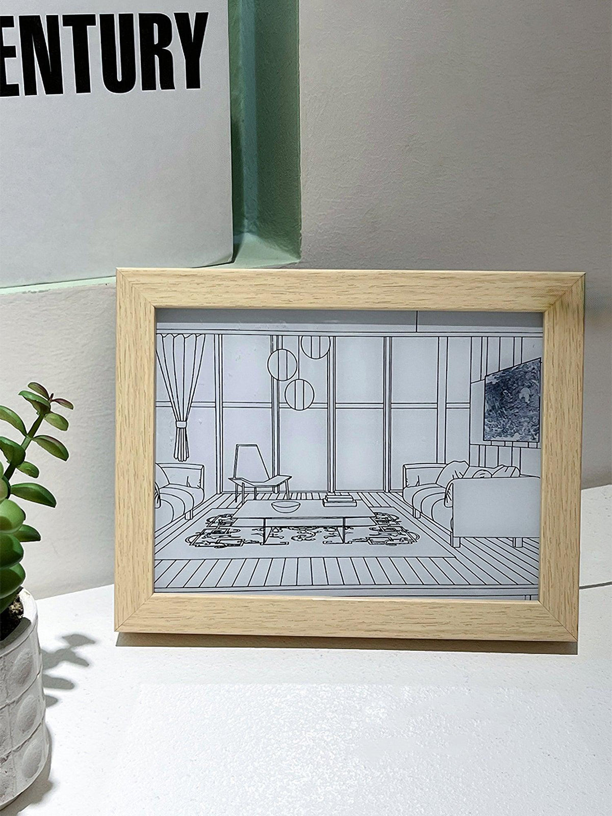 Olrine beleuchtete Nachttisch-Kunst-Wandleuchte aus Holz