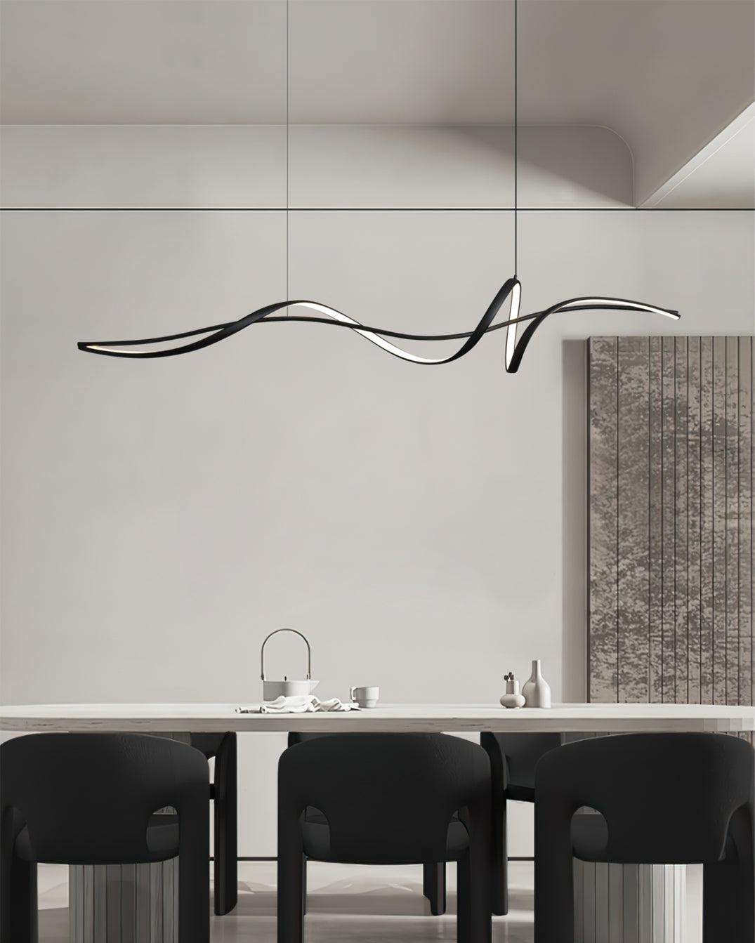 Calelina moderne schwarze LED-Wellen-Pendelleuchte