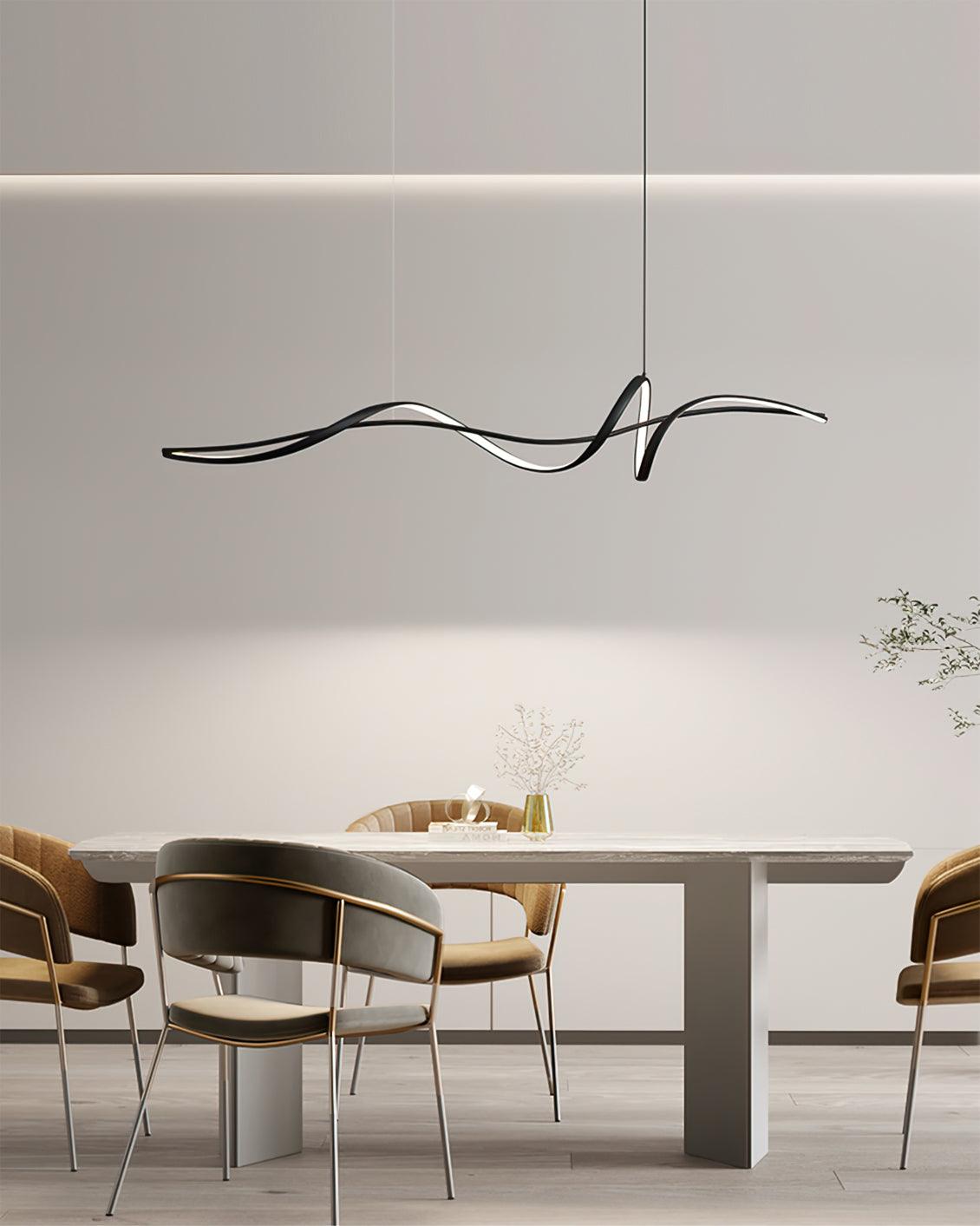Calelina moderne schwarze LED-Wellen-Pendelleuchte
