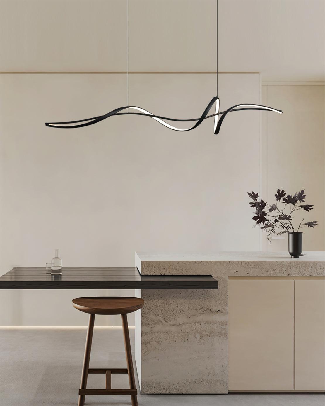 Calelina moderne schwarze LED-Wellen-Pendelleuchte