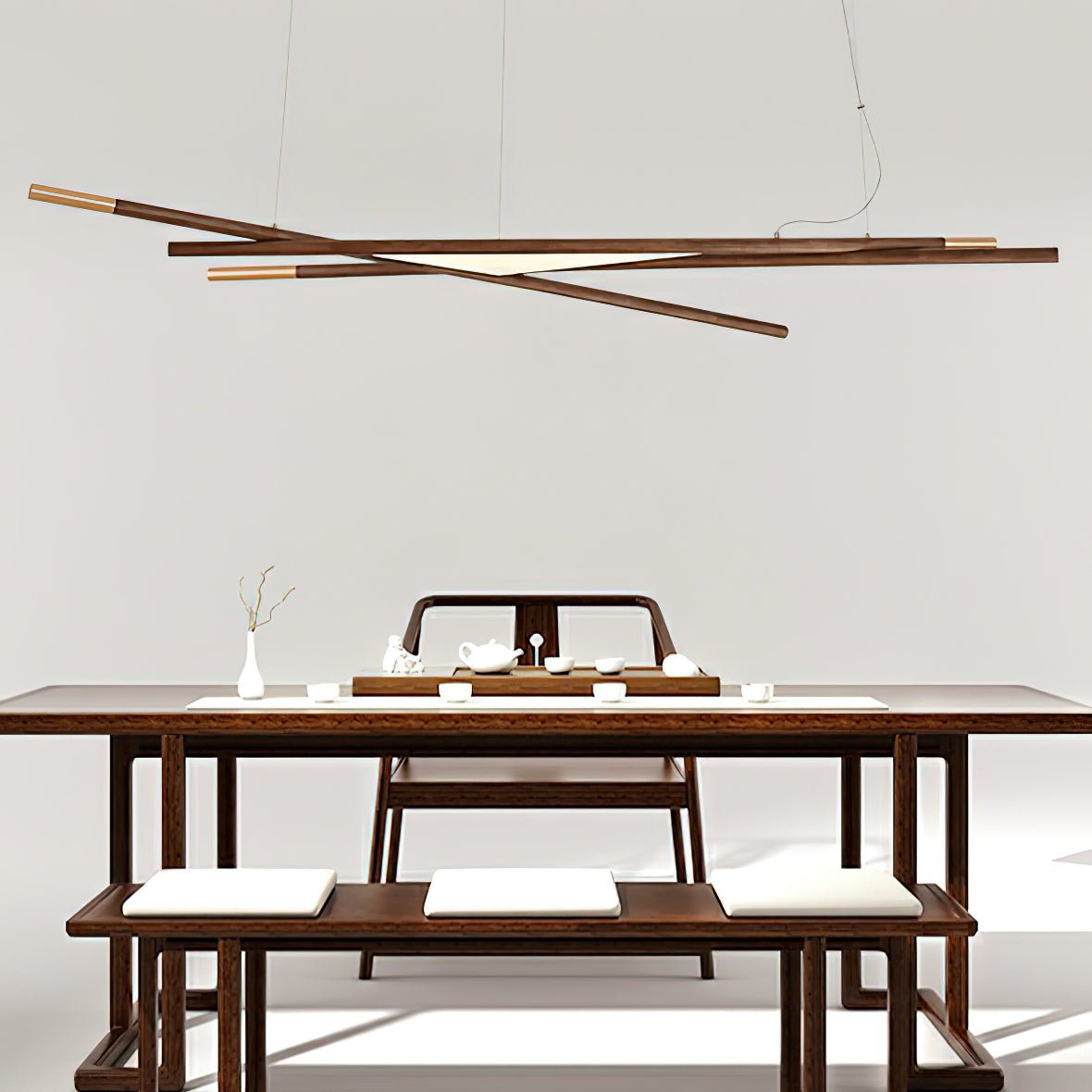 Elvuaine Kronleuchter Holz Linear LED
