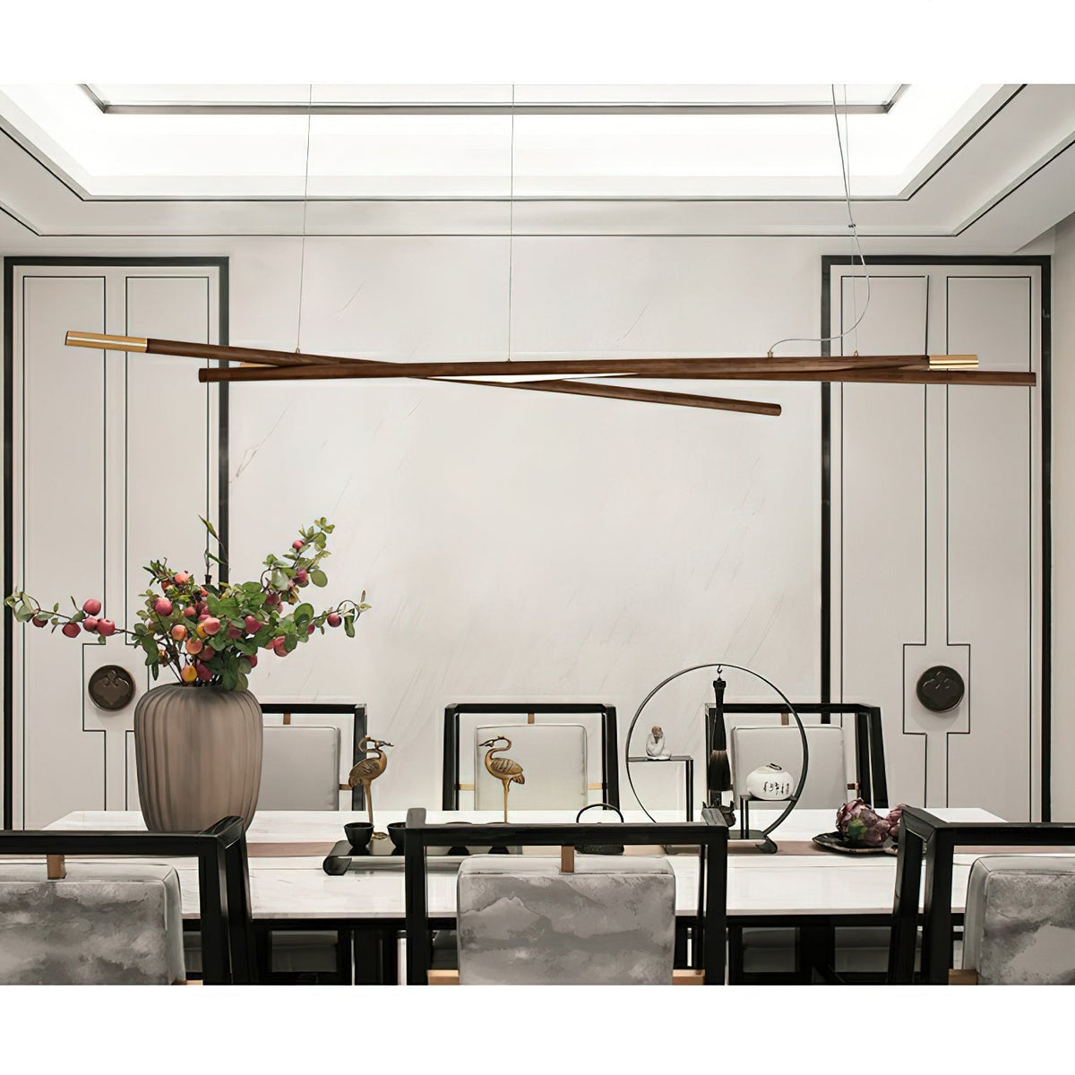 Elvuaine Kronleuchter Holz Linear LED