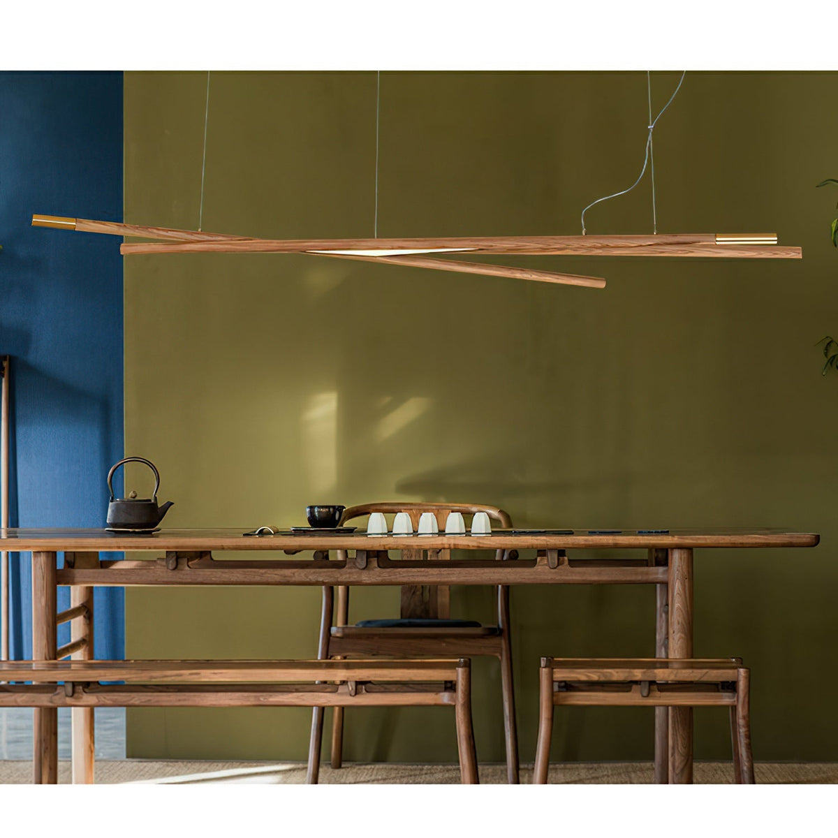 Elvuaine Kronleuchter Holz Linear LED