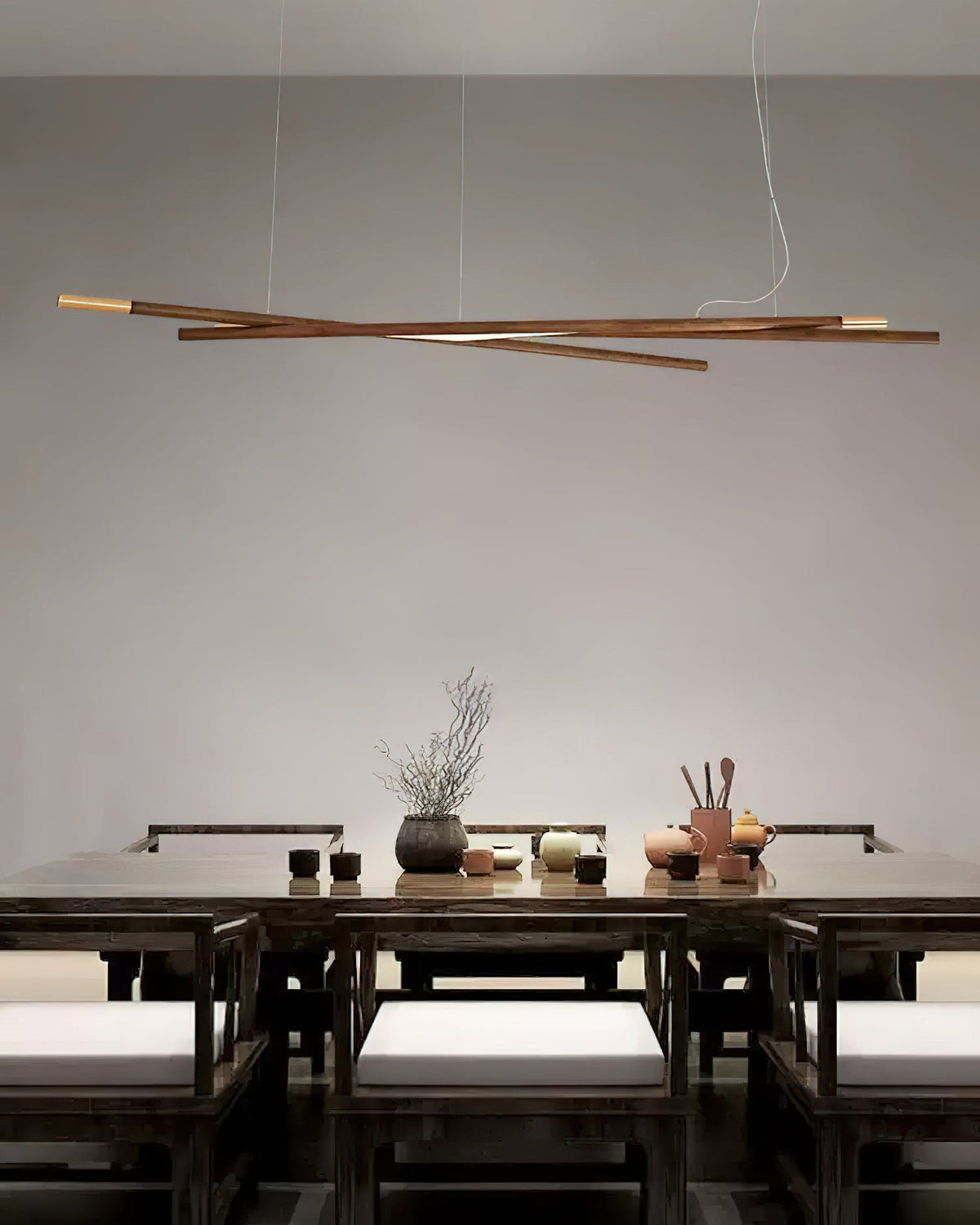 Elvuaine Kronleuchter Holz Linear LED