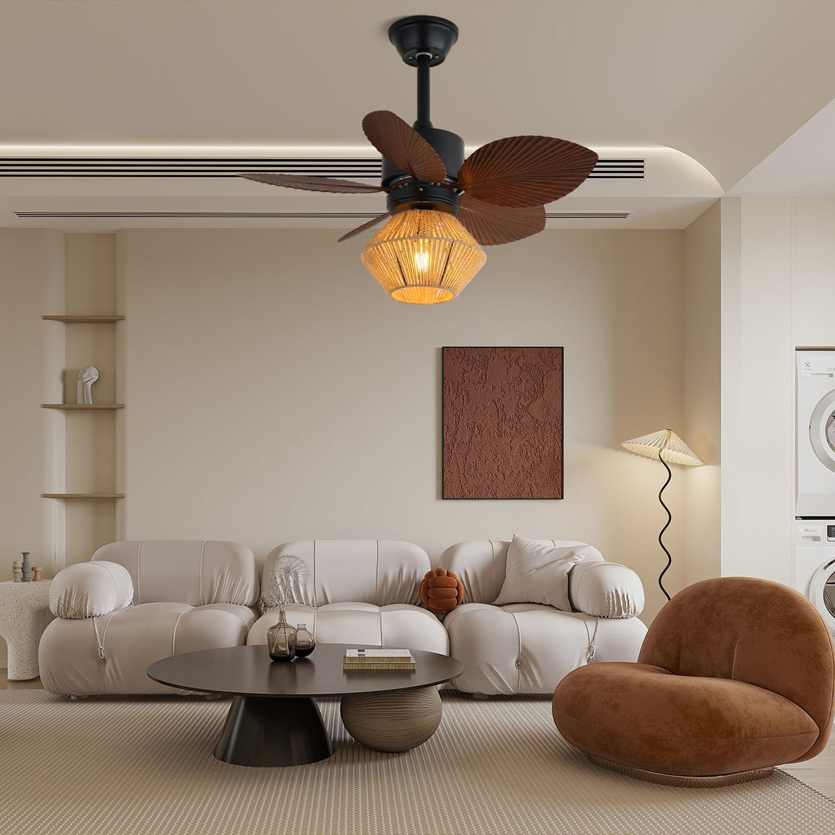 Solaya tropischer Rattan-Deckenventilator mit Beleuchtung