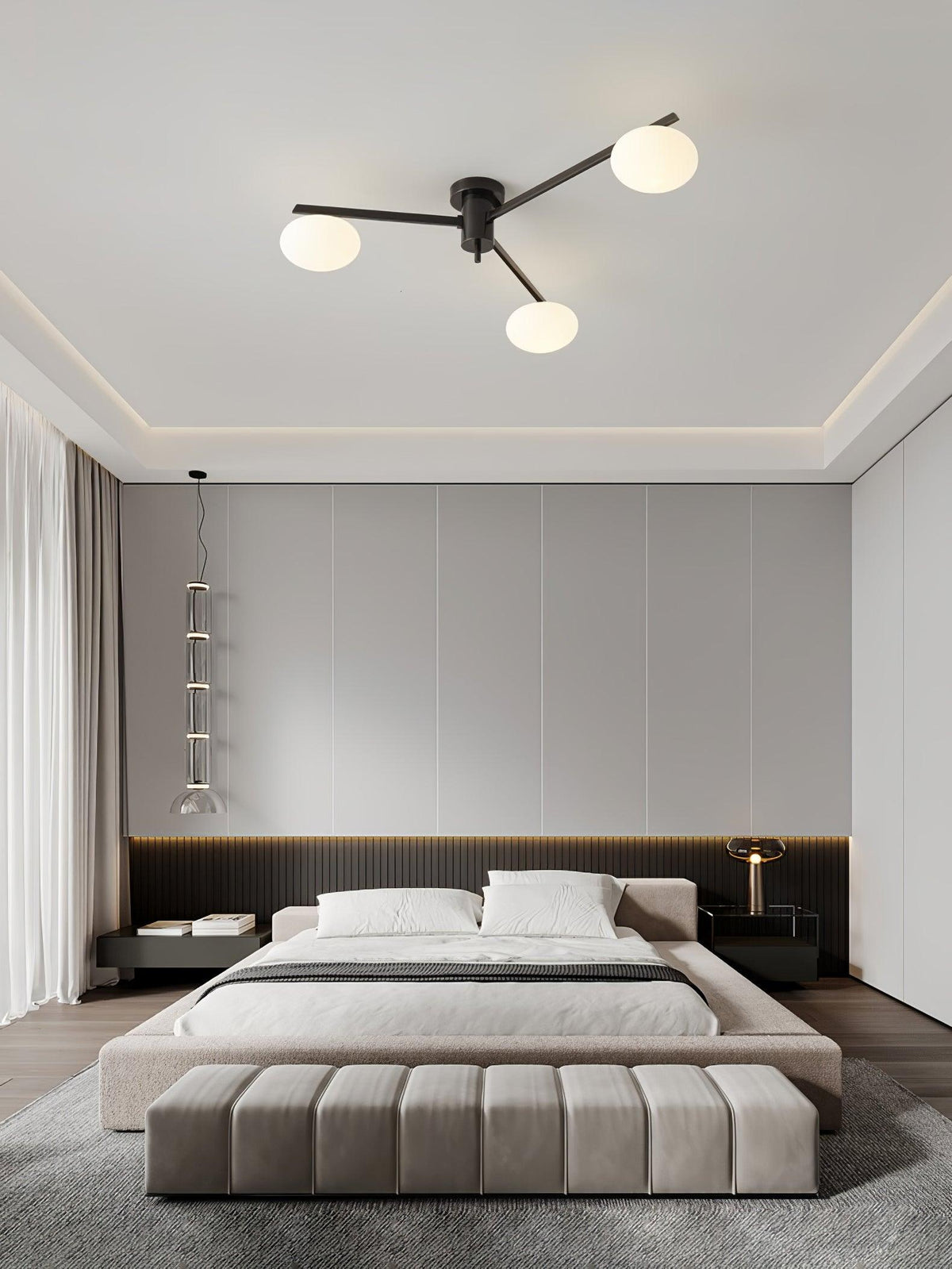 Lioraliella Deckenleuchte Schwarz Weiß Glas