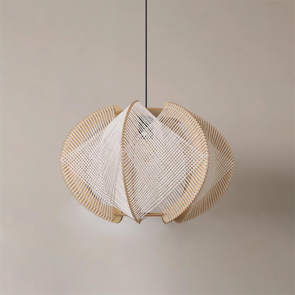 Atel Pendelleuchte aus Holz und Hanfseil