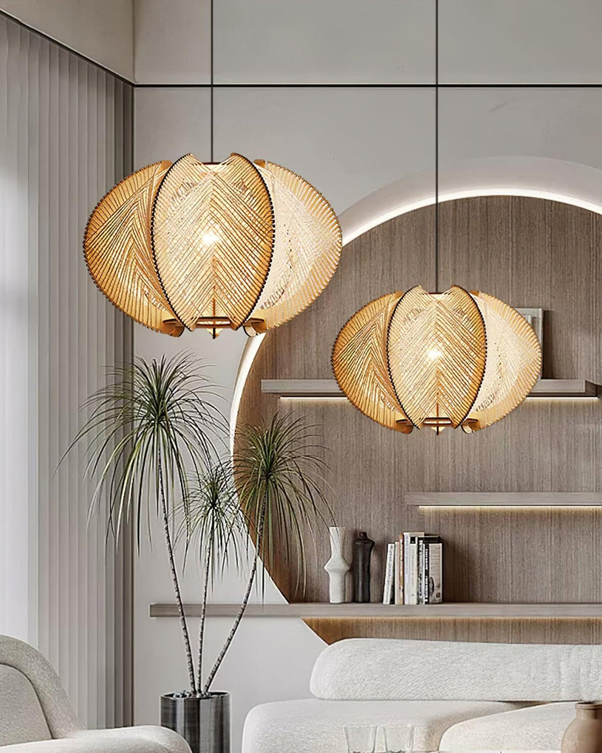 Atel Pendelleuchte aus Holz und Hanfseil