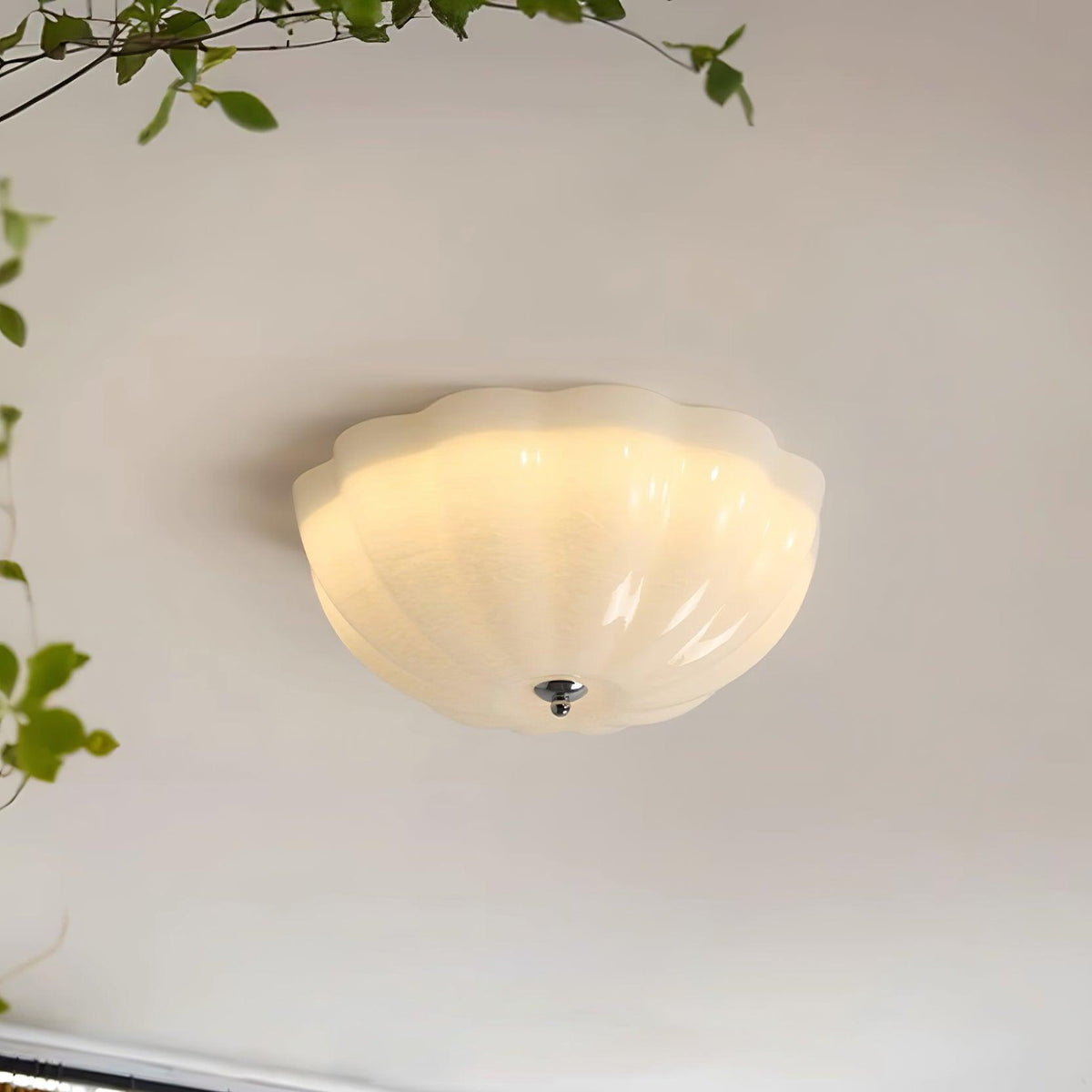 Etta Deckenleuchte aus Glas Jelly-Form opaleszent fürs Schlafzimmer