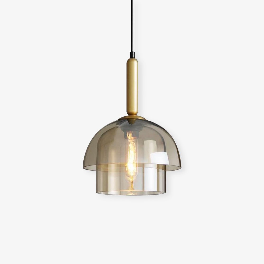 Renley Pendelleuchte aus Glas Cognac Kugel Messing Mid-Century-Stil