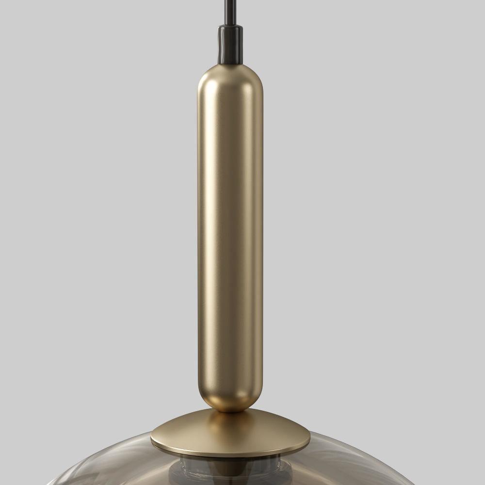 Renley Pendelleuchte aus Glas Cognac Kugel Messing Mid-Century-Stil