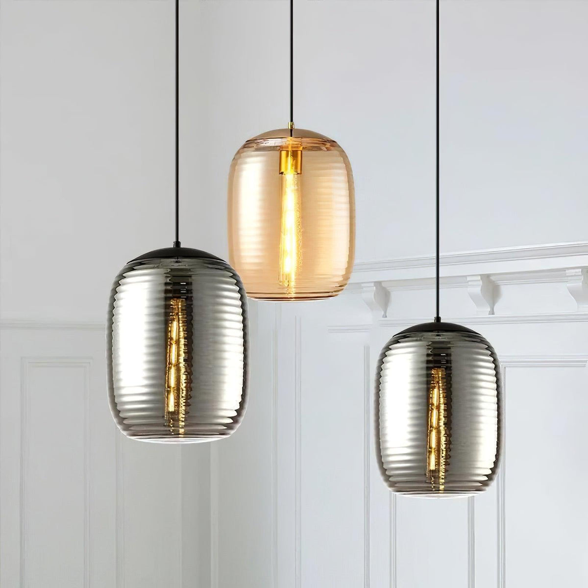 Eirinelia Pendelleuchte aus Rauchglas