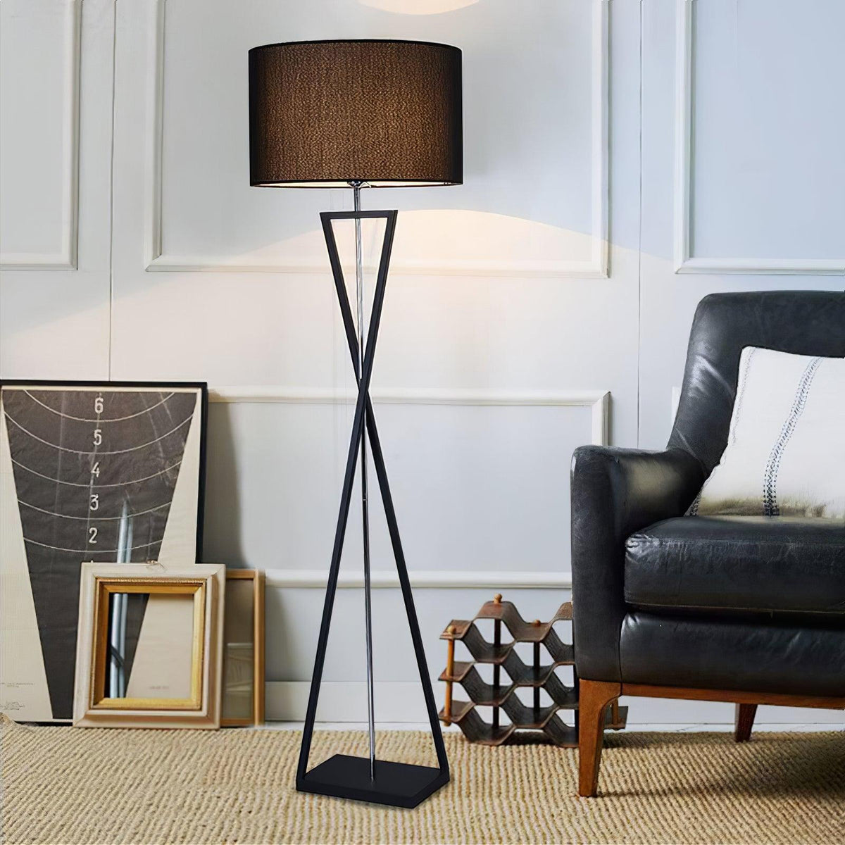 Xeno Schwarz Stoff Stehleuchte modern