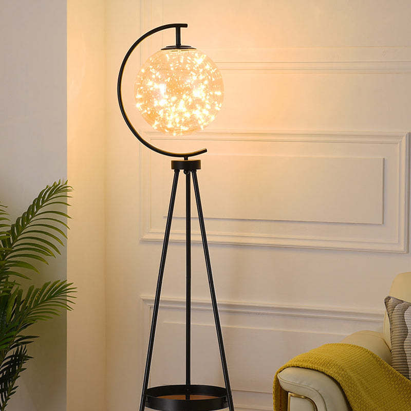 Arisha Moderne Sternenkugel Glas Stehlampe, Gold, Schalfzimmer