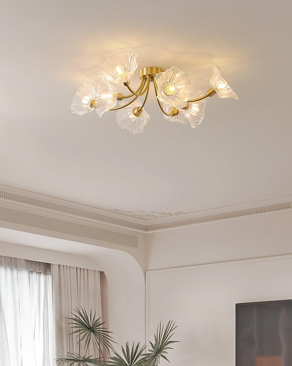 Celoreria Deckenleuchte aus Glas mit Blütenform und Petal-Design, elegant und zeitgenössisch