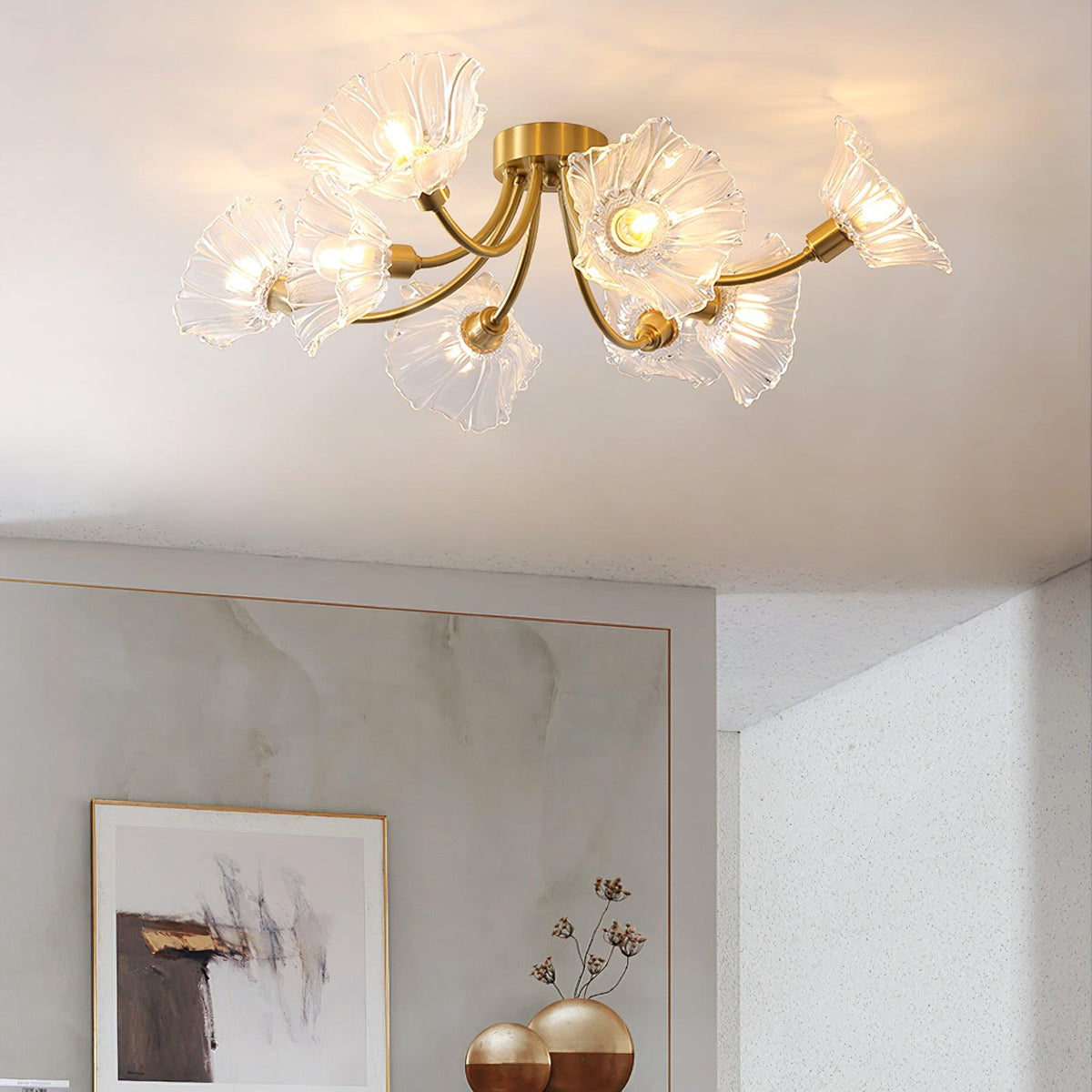 Celoreria Deckenleuchte aus Glas mit Blütenform und Petal-Design, elegant und zeitgenössisch