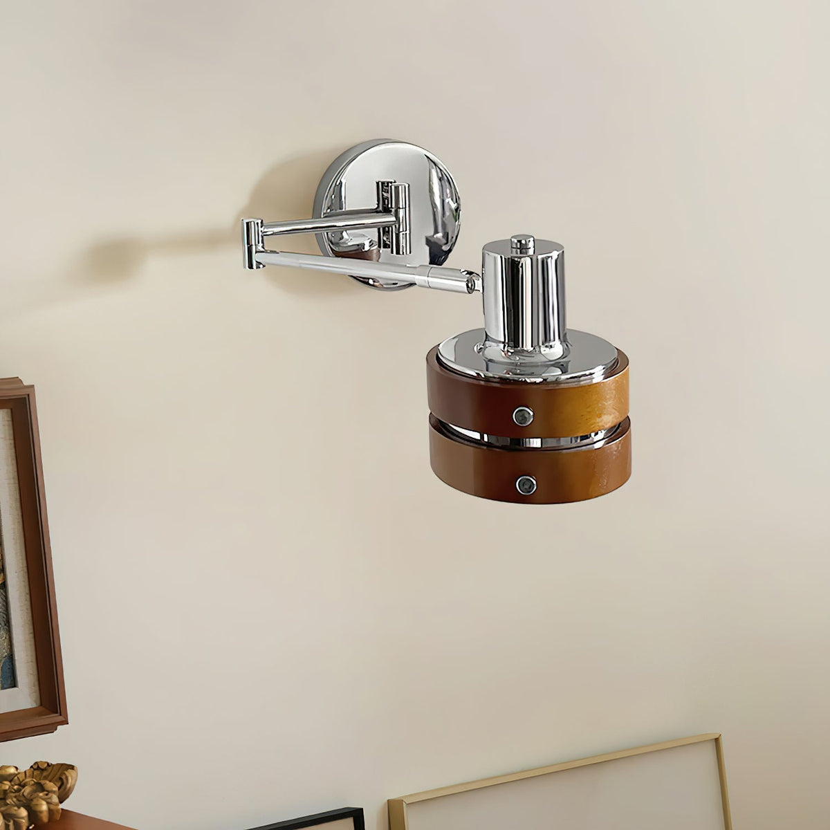 Karry Wandleuchte aus Holz mit verstellbarem Arm im Mid-Century-Stil