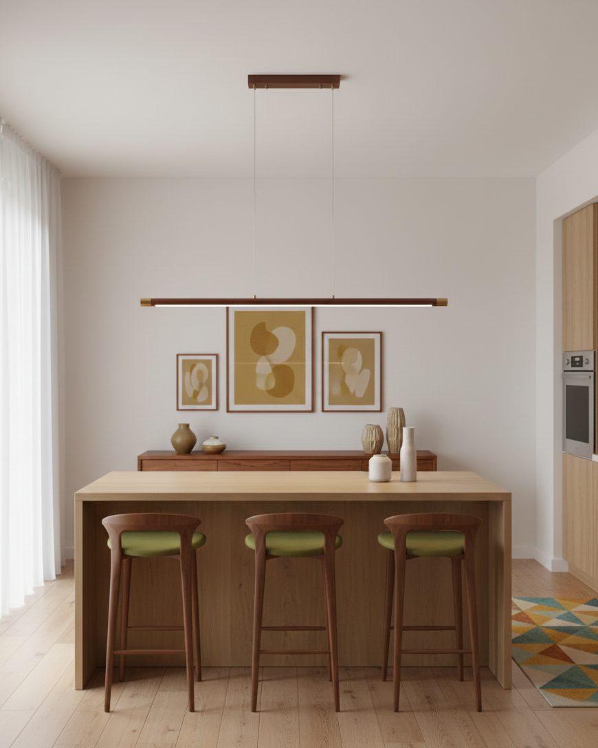 Dash lineare Pendelleuchte aus Holz