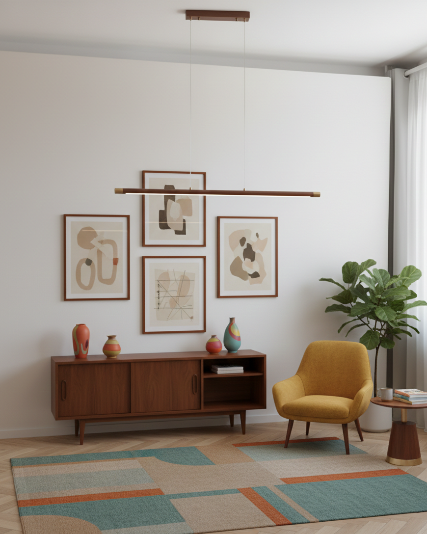 Dash lineare Pendelleuchte aus Holz