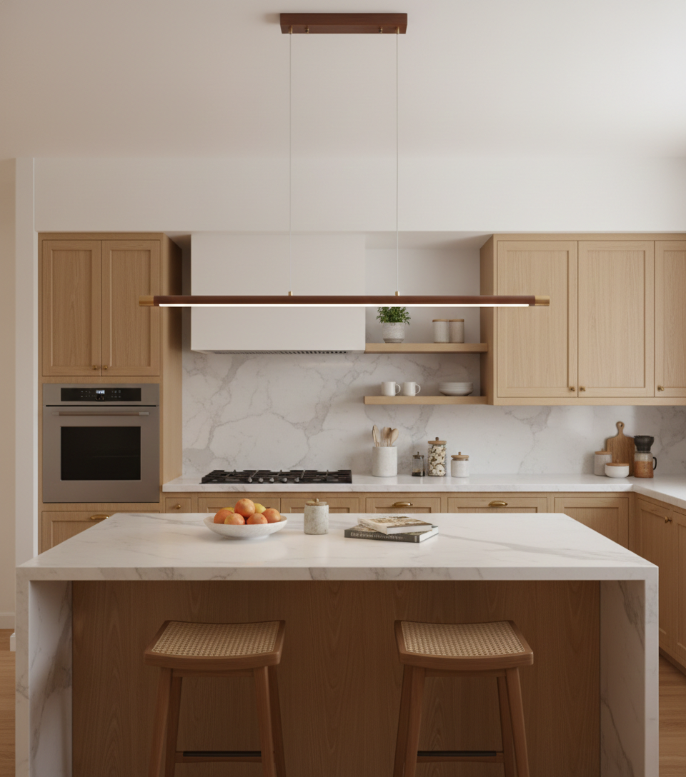 Dash lineare Pendelleuchte aus Holz