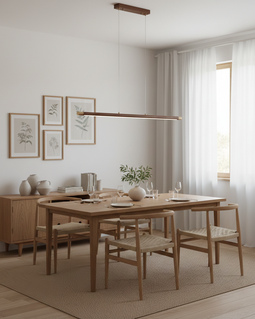 Dash lineare Pendelleuchte aus Holz