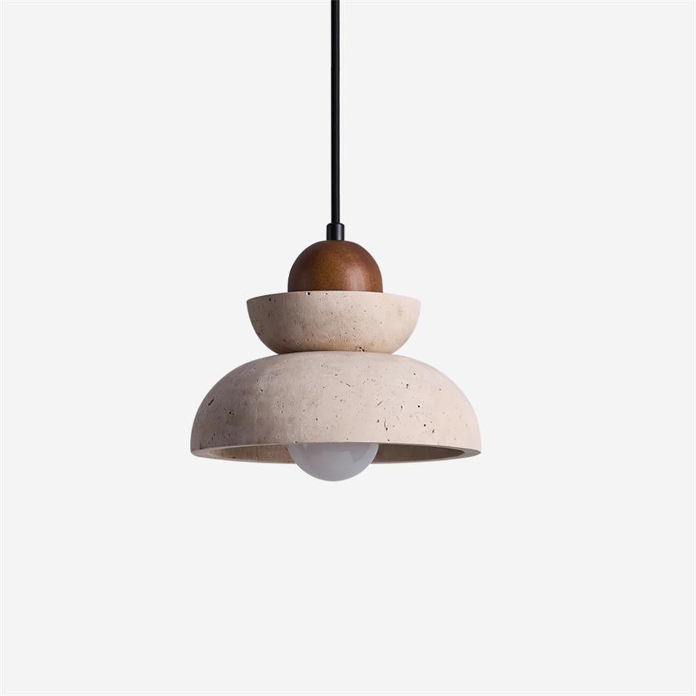 Pendelleuchte Travertin Lampenschirm aus Holz modern skandinavisch Beige Walnuss