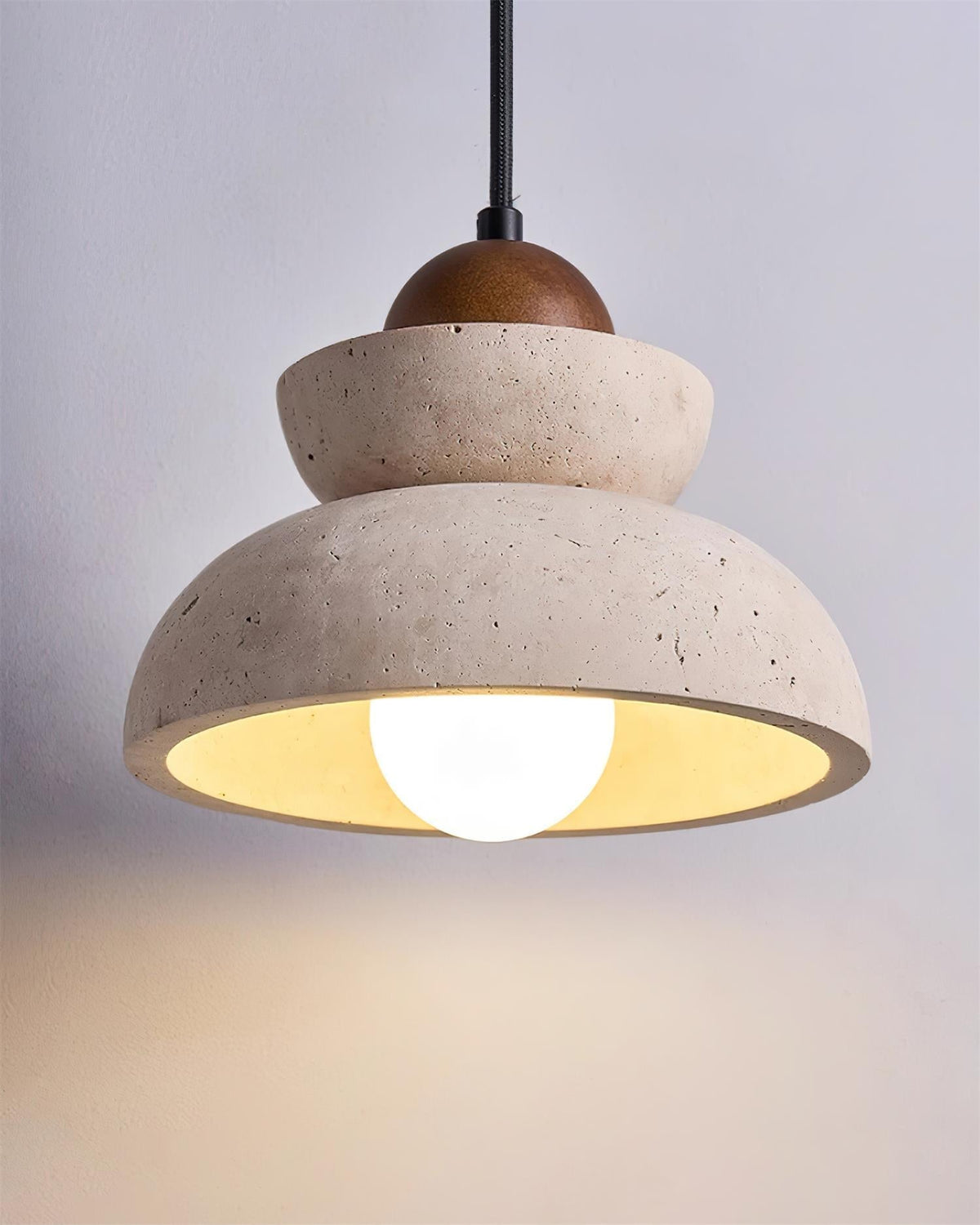 Pendelleuchte Travertin Lampenschirm aus Holz modern skandinavisch Beige Walnuss