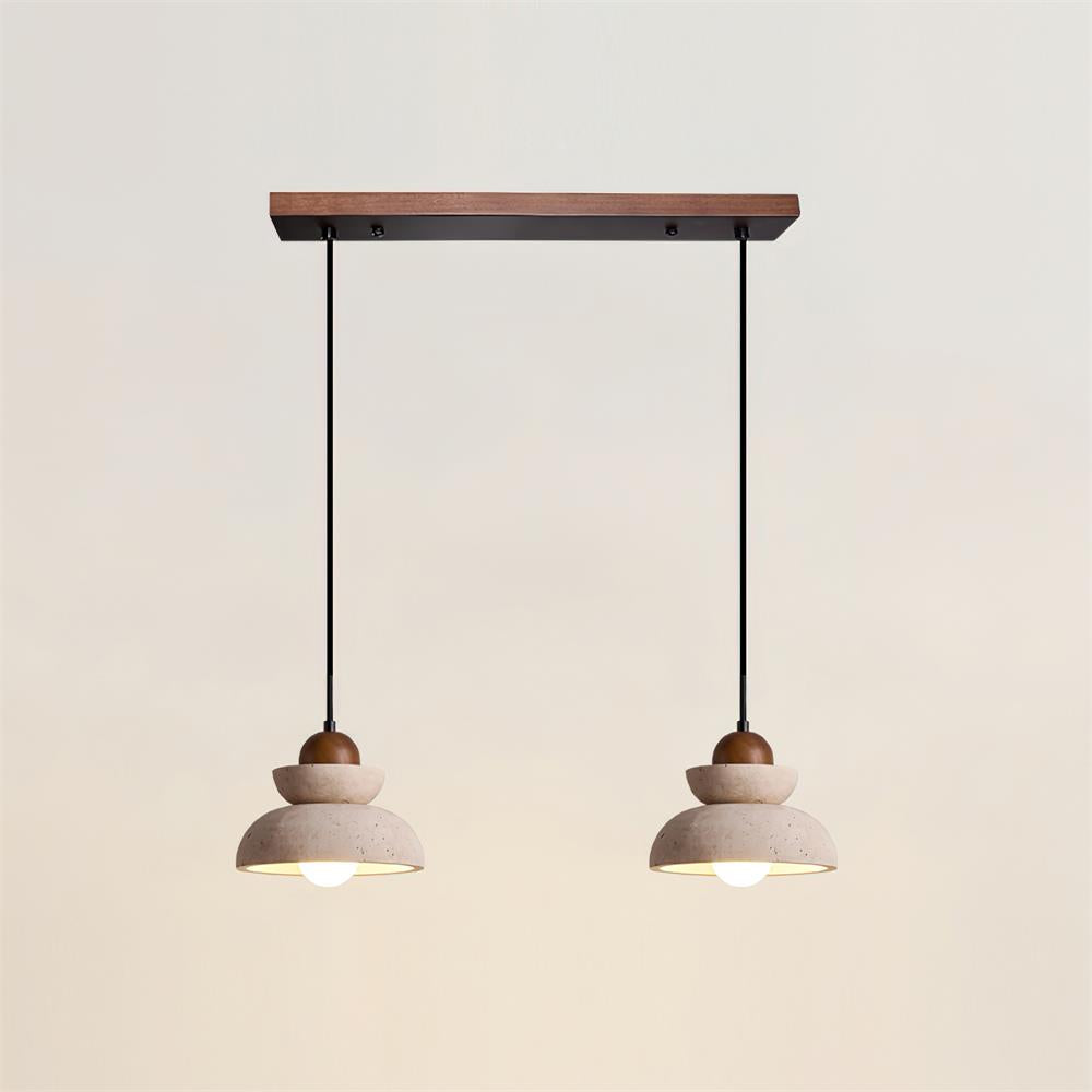 Pendelleuchte Travertin Lampenschirm aus Holz modern skandinavisch Beige Walnuss